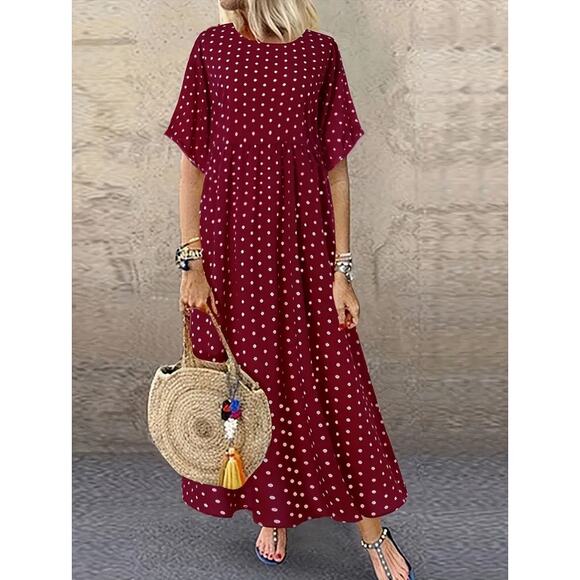 NWT Plus Size Rayon Polka Dot Red Maxi Size XL-1X | SAME DAY SHIP or NEXT DAY - Picture 1 of 3